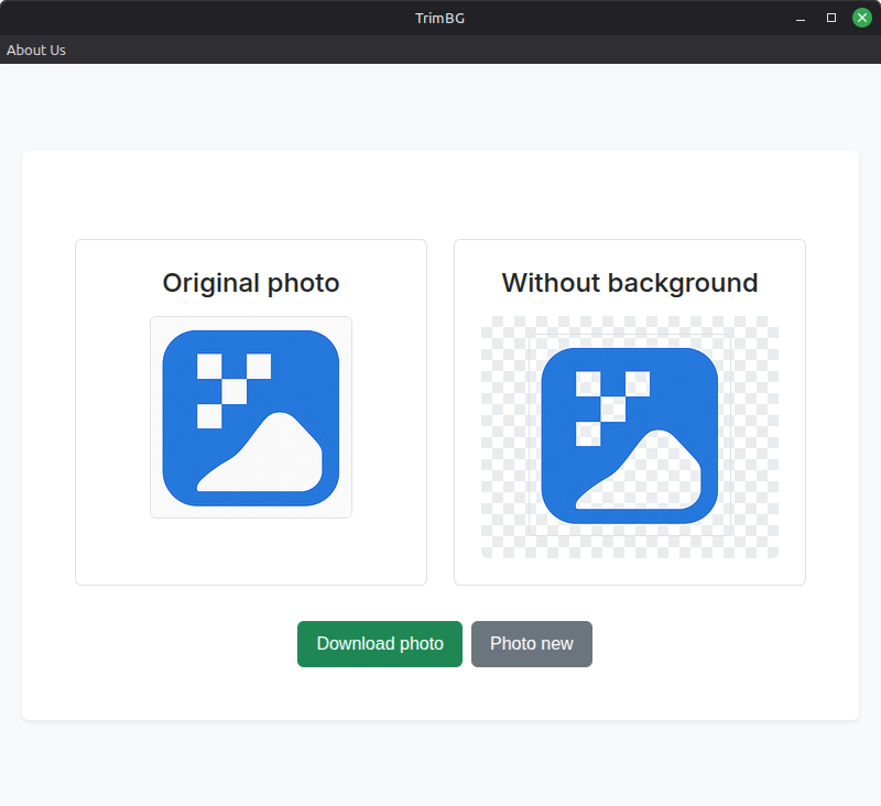 TrimBG Remove photo background - User interface